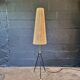 Mid-century tripod floor lamp, cord shade, 1950s-60s.