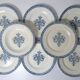 Terre de fer 8 Art Deco flat plates ALHAMBRA model blue SALINS