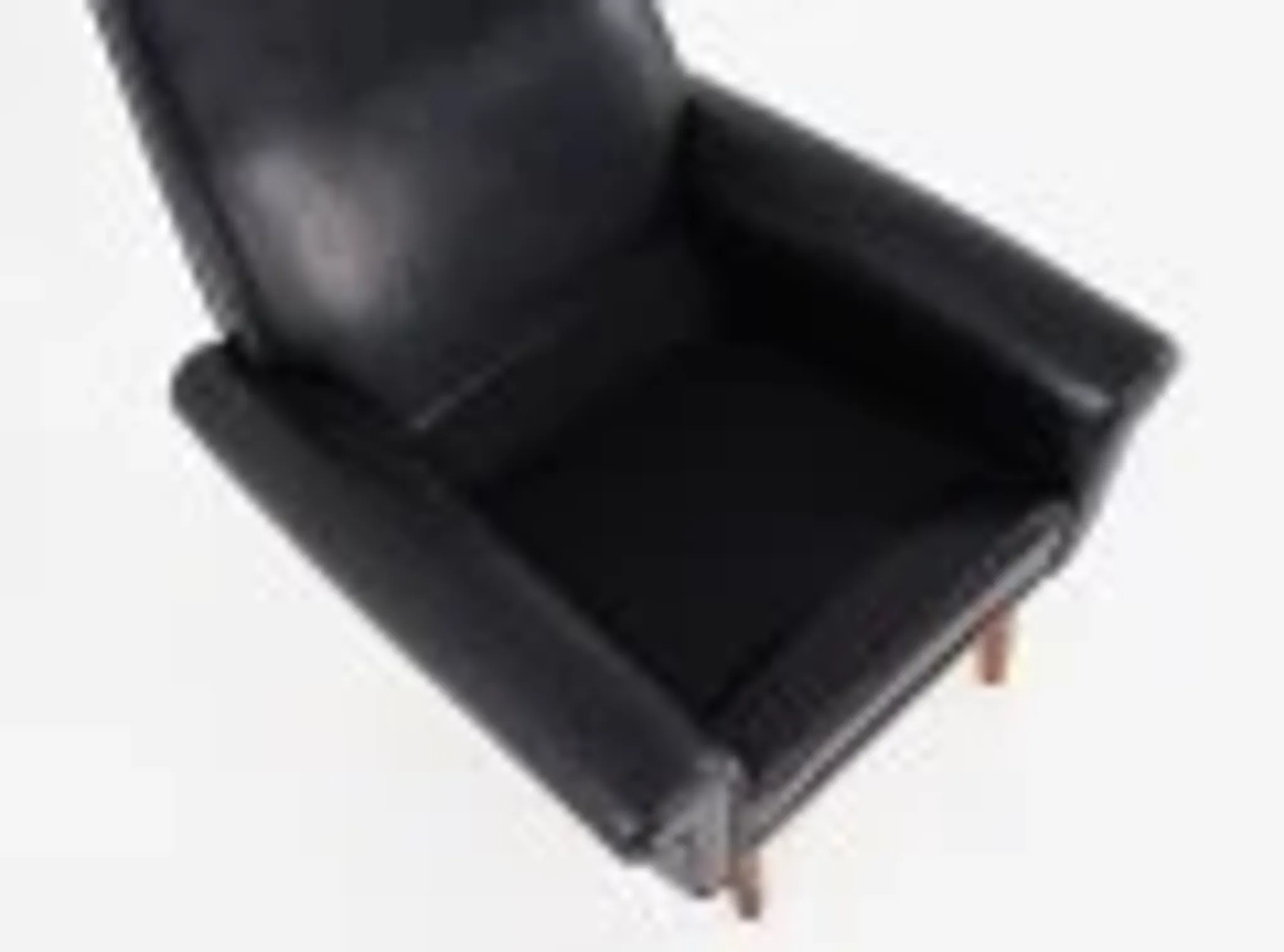 Fauteuil en cuir noir, design danois, années 1970, production : Danemark