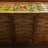 Wicker rattan storage bench from the 60s/70s