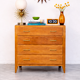 Vintage chest of drawers with tapered legs, solid raw oak, 1960.