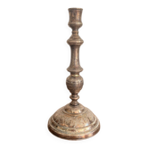 Bougeoir Flambeau Ancien Métal Argenté Ciselé Style Louis XV Décoration Tab