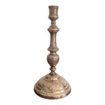 Antique Silver-Plated Candle Holder Torch, Louis XV Style, Table Decoration