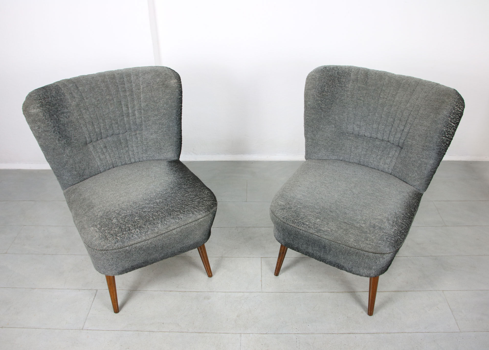 Chaises Art déco bleues, lot de 2