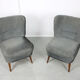 Chaises Art déco bleues, lot de 2