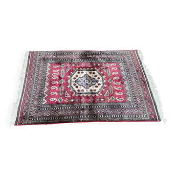 Hand-knotted Persian rug in burgundy grey 120x180.
