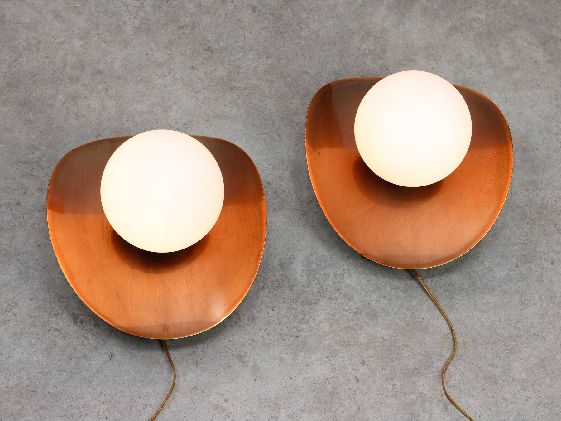 Vintage German Wall Lamps in Copper Plating from Ist Ellux, 1980s, set of 2