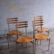 Set of 4 Zumsteg Chairs — Light Wood Seats with Grey Metal Tubular Frames, Postmodern Industrial