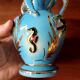 Pair of vintage blue pink ceramic VASES Ceroc Monaco
