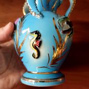 Pair of vintage blue pink ceramic VASES Ceroc Monaco