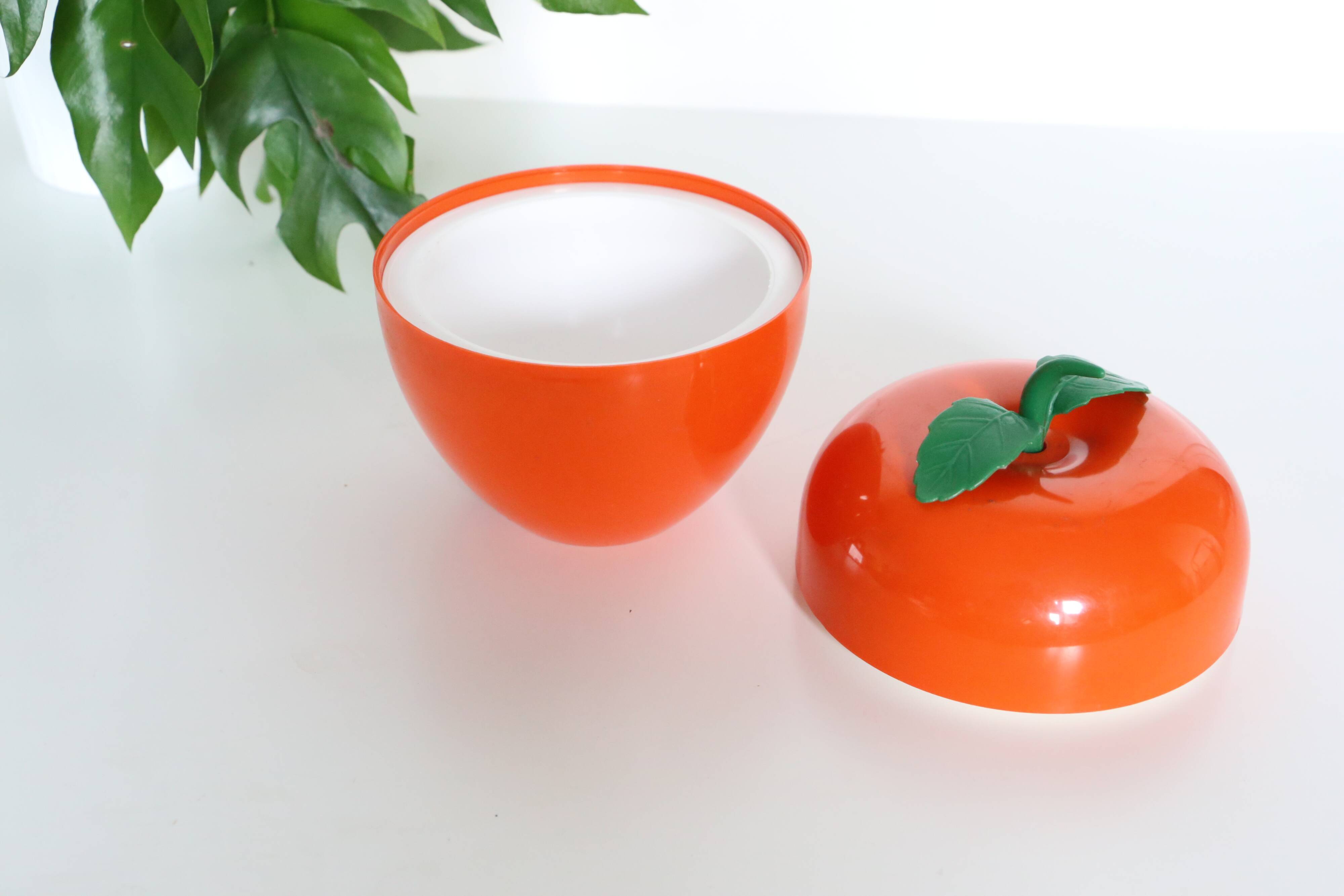 Orange ice bucket, vintage