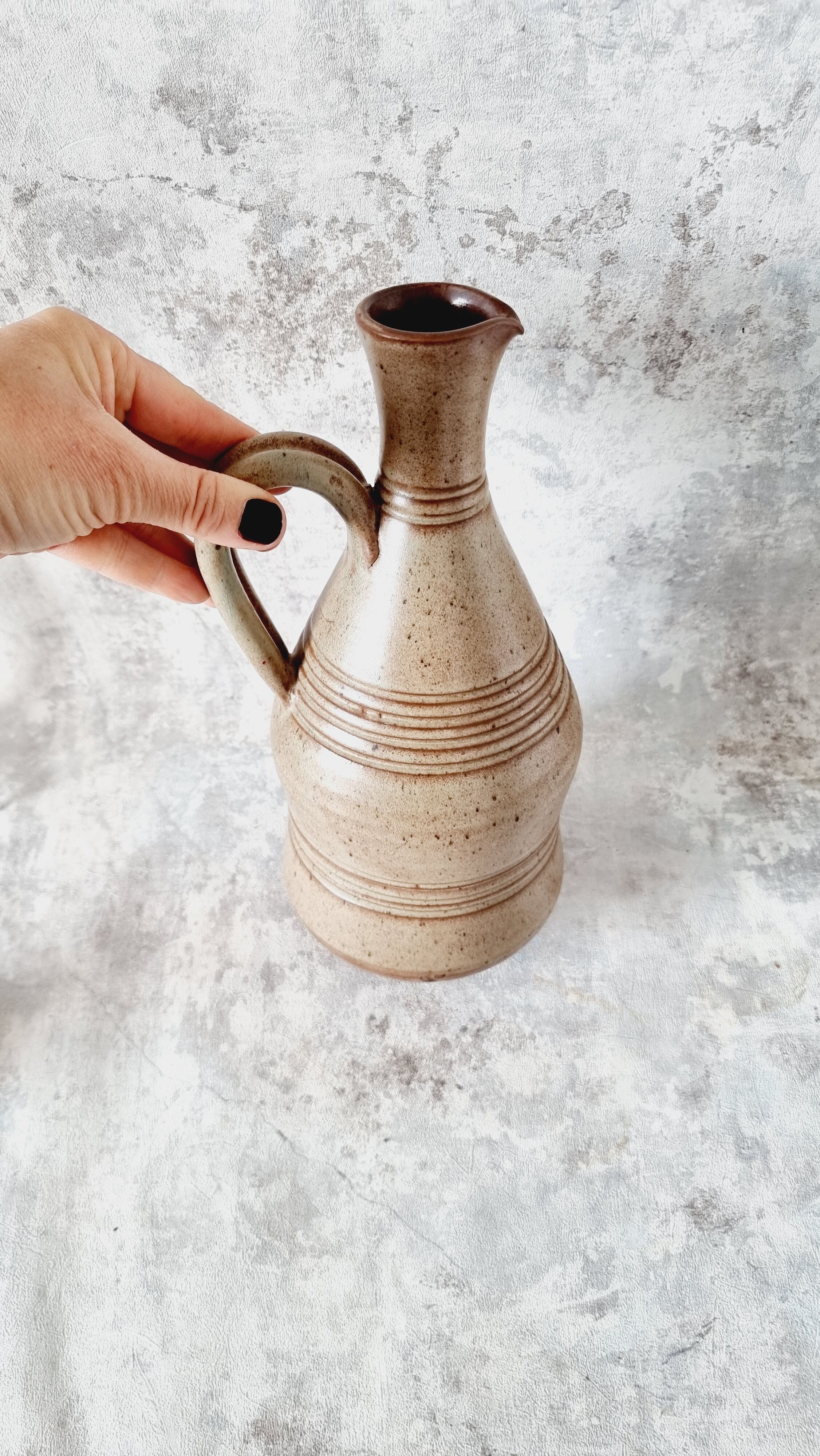 Ceramic pitcher French design and handmade Vallauris 60s