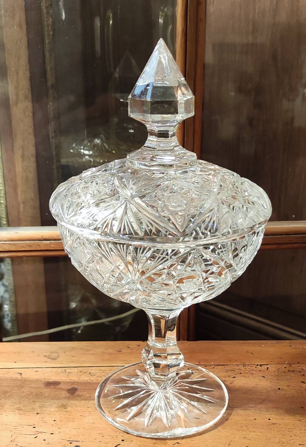 Antique cut crystal candy/sugar bowl