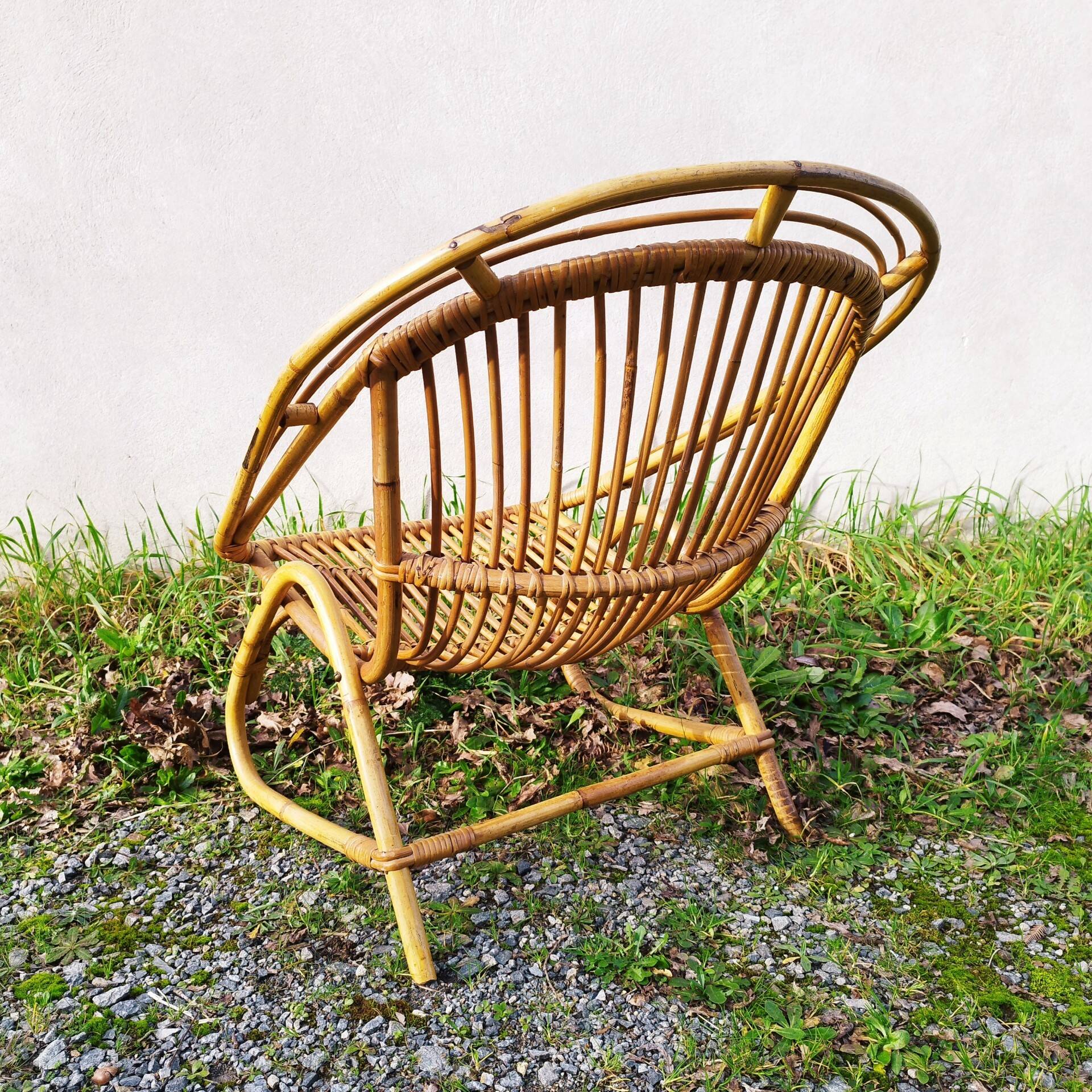 Rattan armchair design 1960 vintage