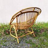 Rattan armchair design 1960 vintage