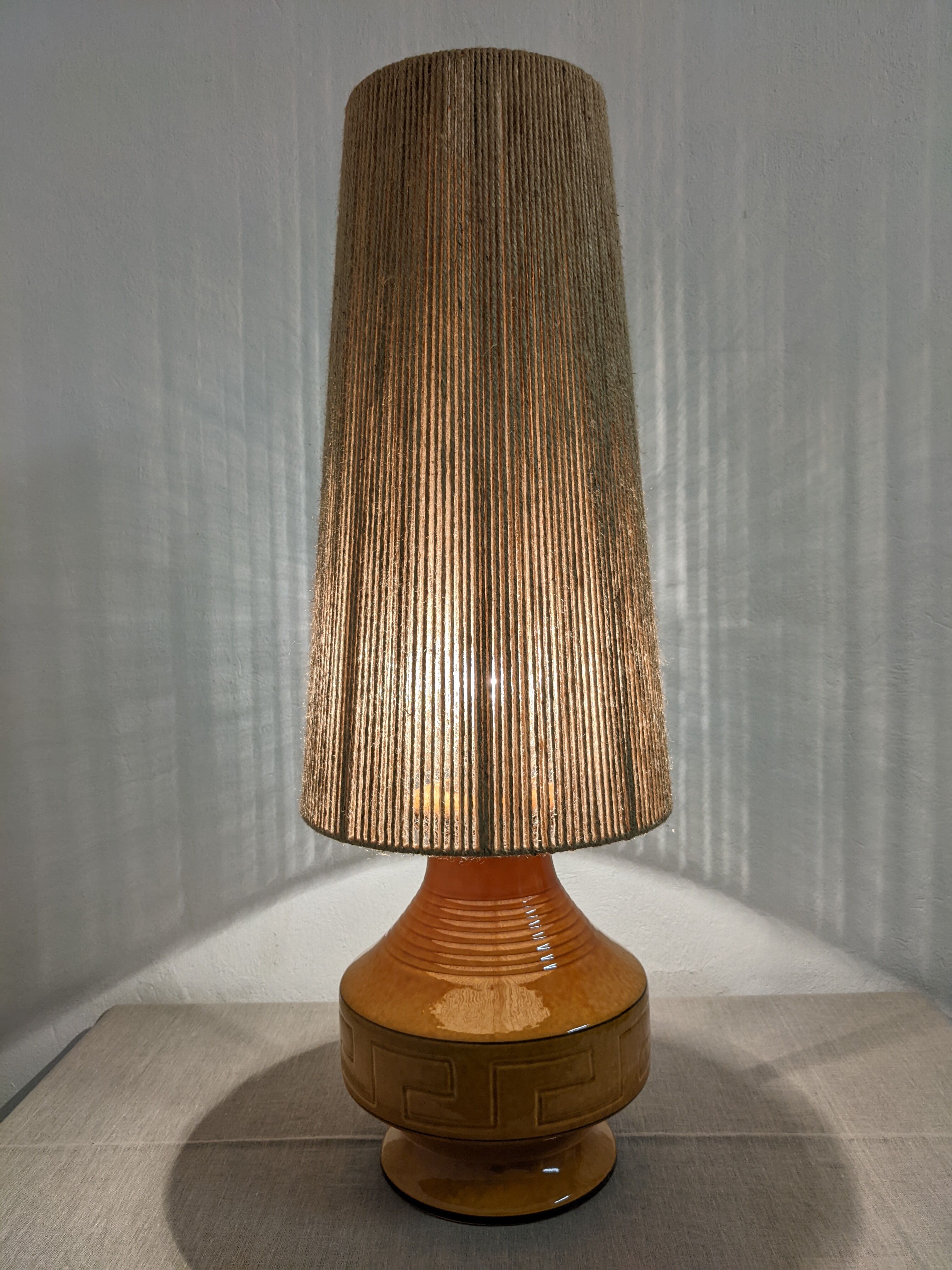 Vintage ceramic lamp and jute rope