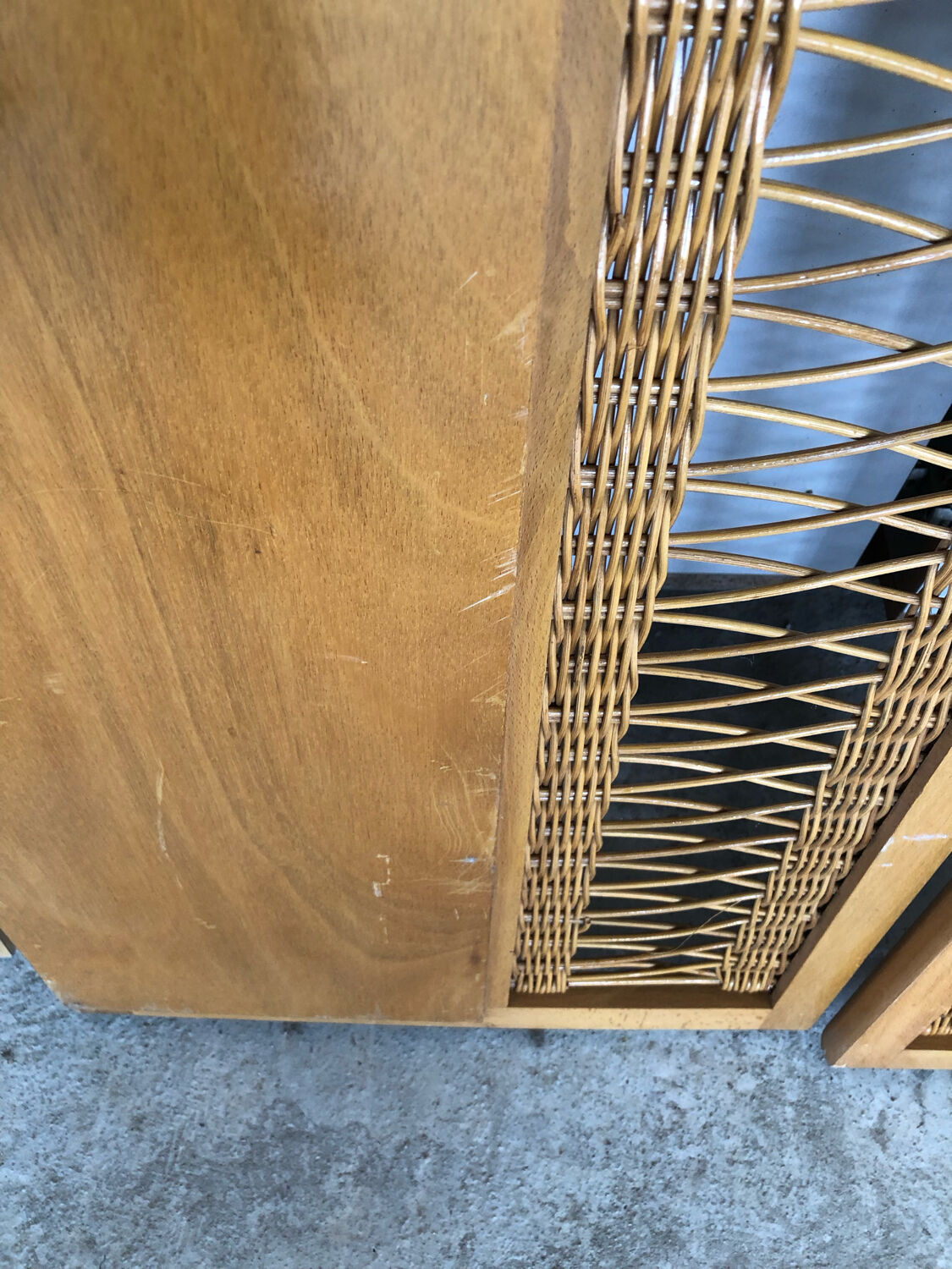 Scandinavian children's bed year 60 with rattan