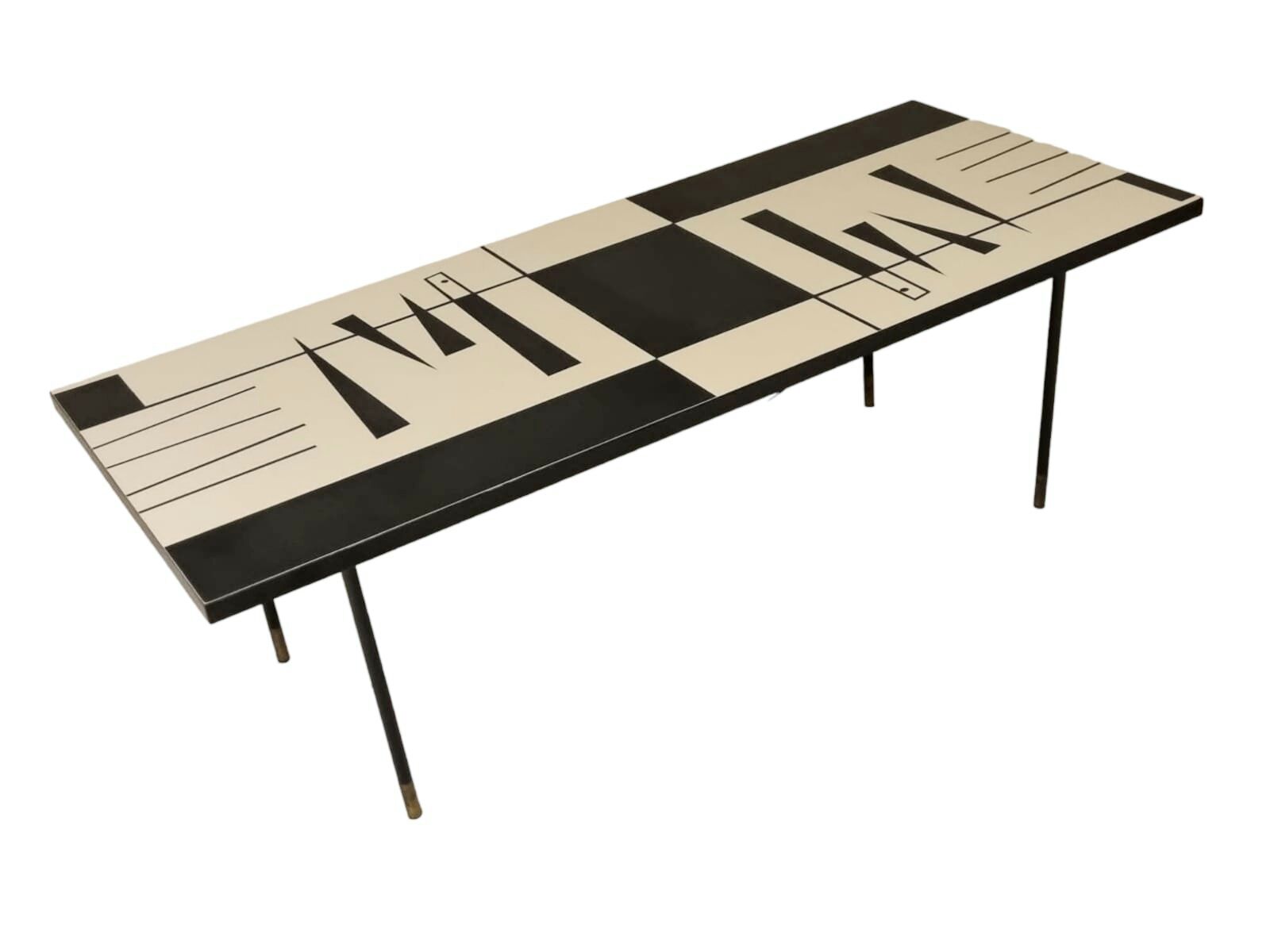 Mid century black and white graphic formica coffee table