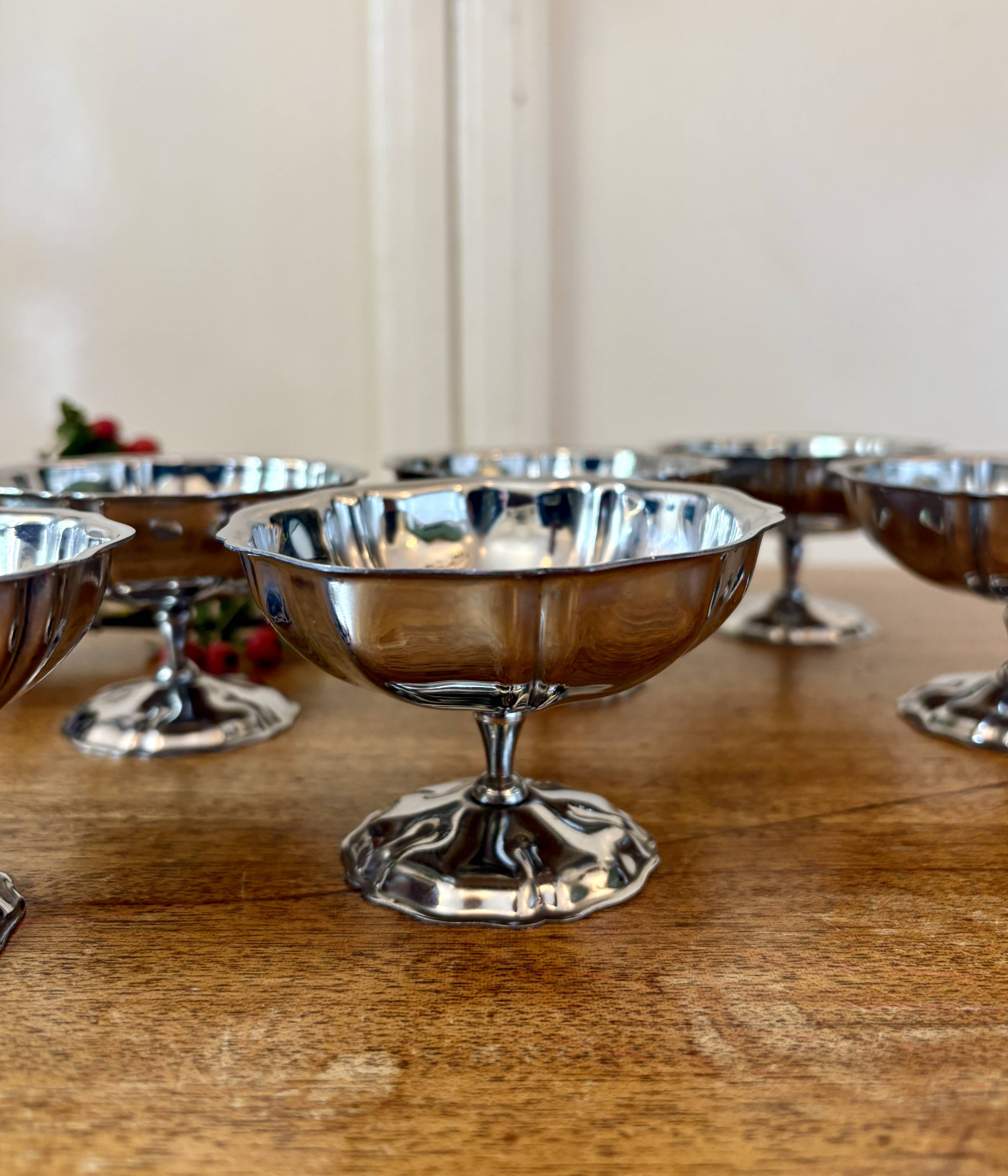 Lot de 6 coupes à dessert vintage en inox