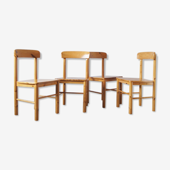 4 brutalist pine dining chairs attributed to rainer daumiller for hirtshals savvaerk