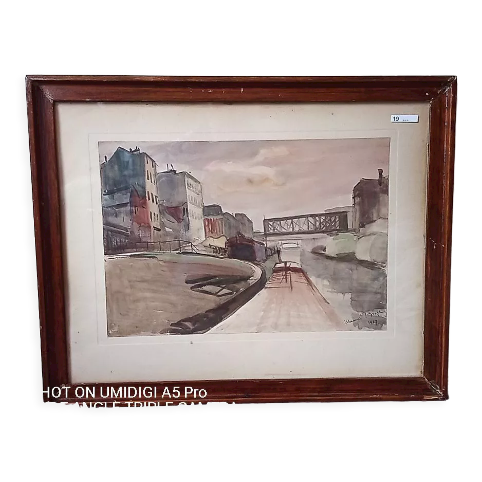 Maurice Bizet - Watercolor - 1927 signed - view of the port of Madrague (Marseille)