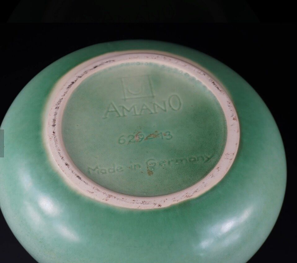 German vase design Amano in glazed ceramic, green gradient.