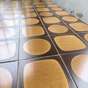 1950s rattan table with ceramic top