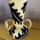 Vase en céramique jaune et noire à décor de feuilles, Vallauris signé JTF numéroté 519