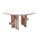 Mid-century modern travertine dining table