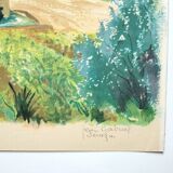 Provençal landscape lithograph signed Jean Gabriel Séruzier