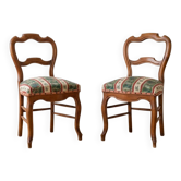 Paire de chaises anciennes style Louis XV en bois et tissu floral