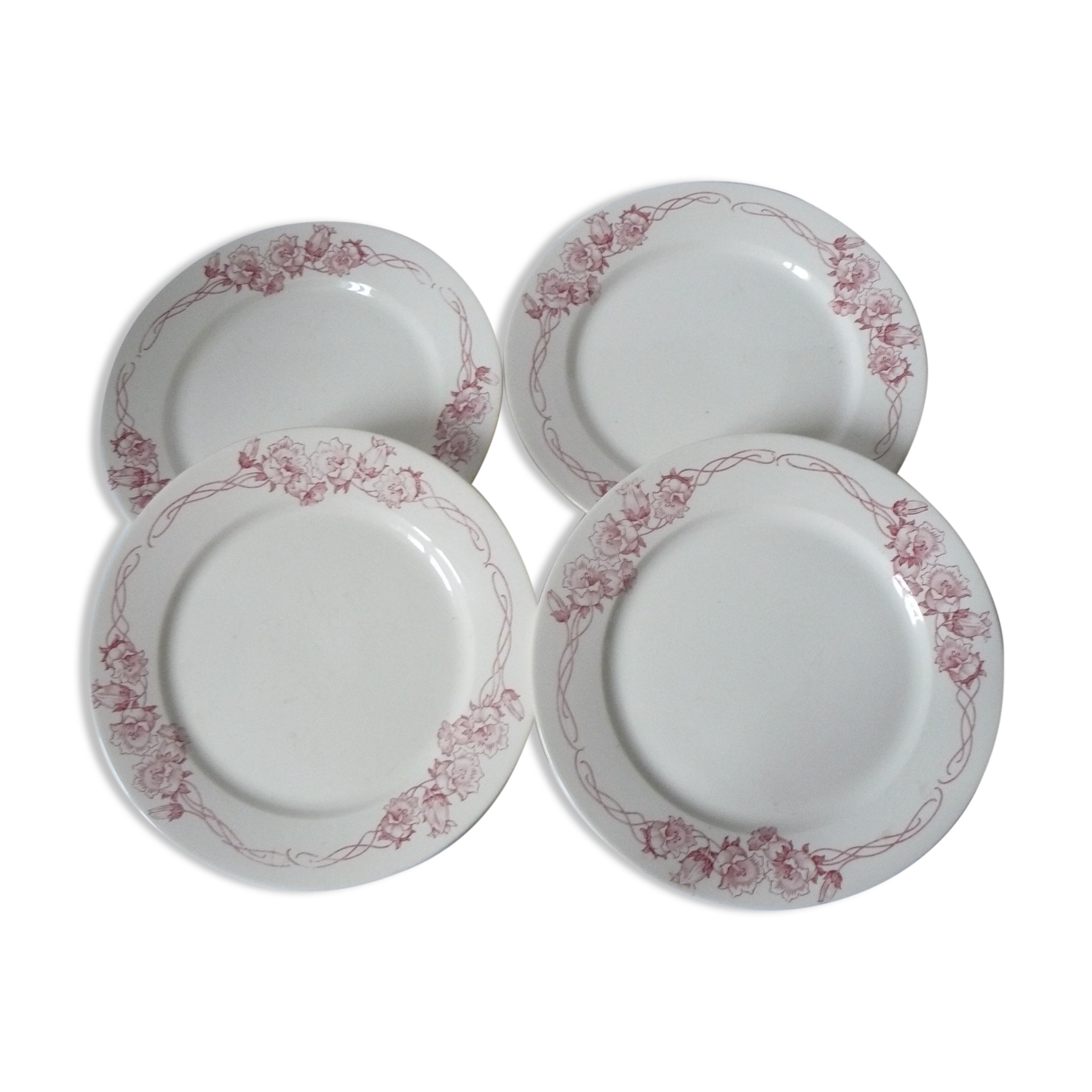 Lot of 4 flat plates Terre de Fer  modèle Palerme  de Sarreguemines