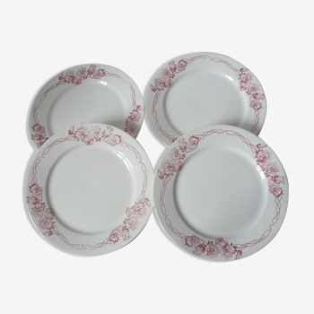 Lot of 4 flat plates Terre de Fer  modèle Palerme  de Sarreguemines