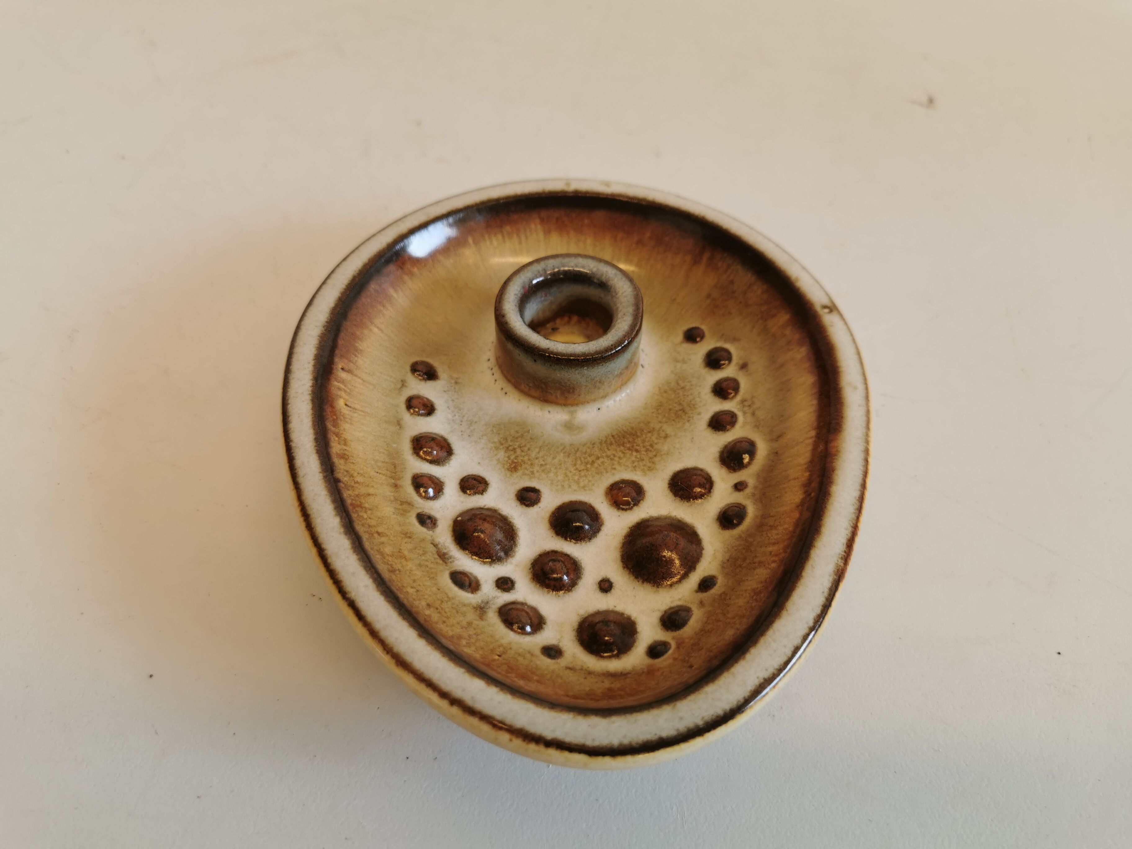 Ceramic candle holder, produced by Danish Søholm and designed by Einar Johansen.