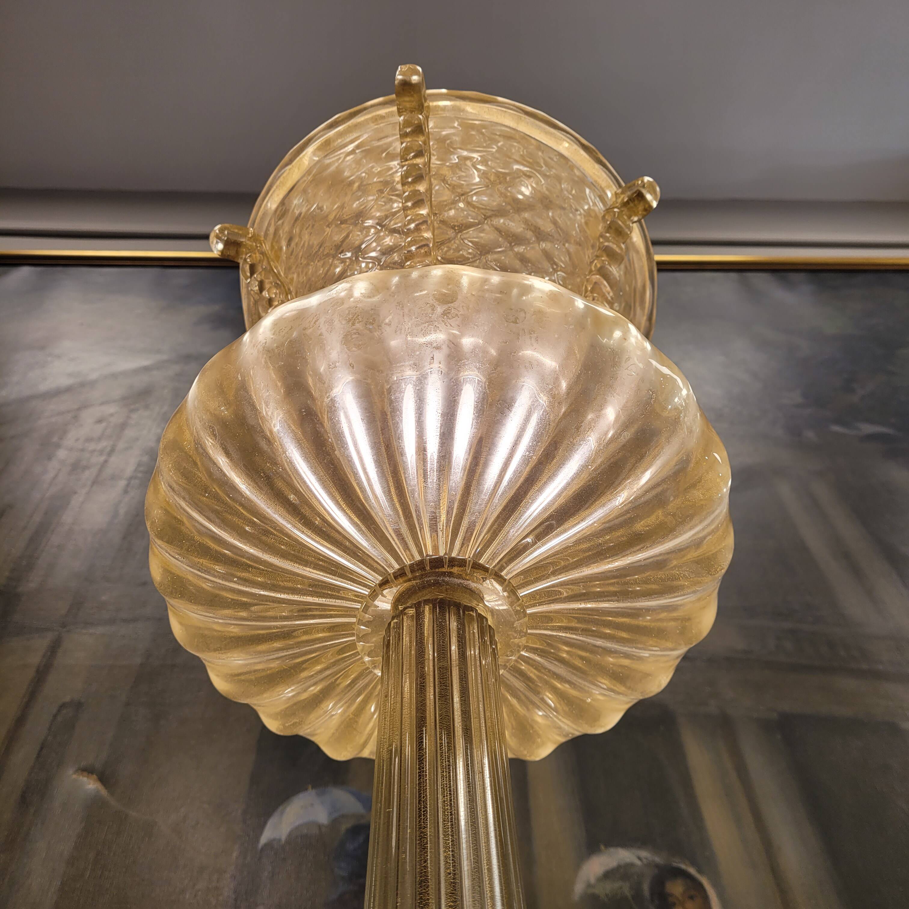 Magpie lamp, Murano crystal and gold powder, Barovier & Toso, 50's