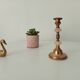Antique brass and alabaster candlestick
