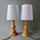 Pair of turned wooden lamps, 60s