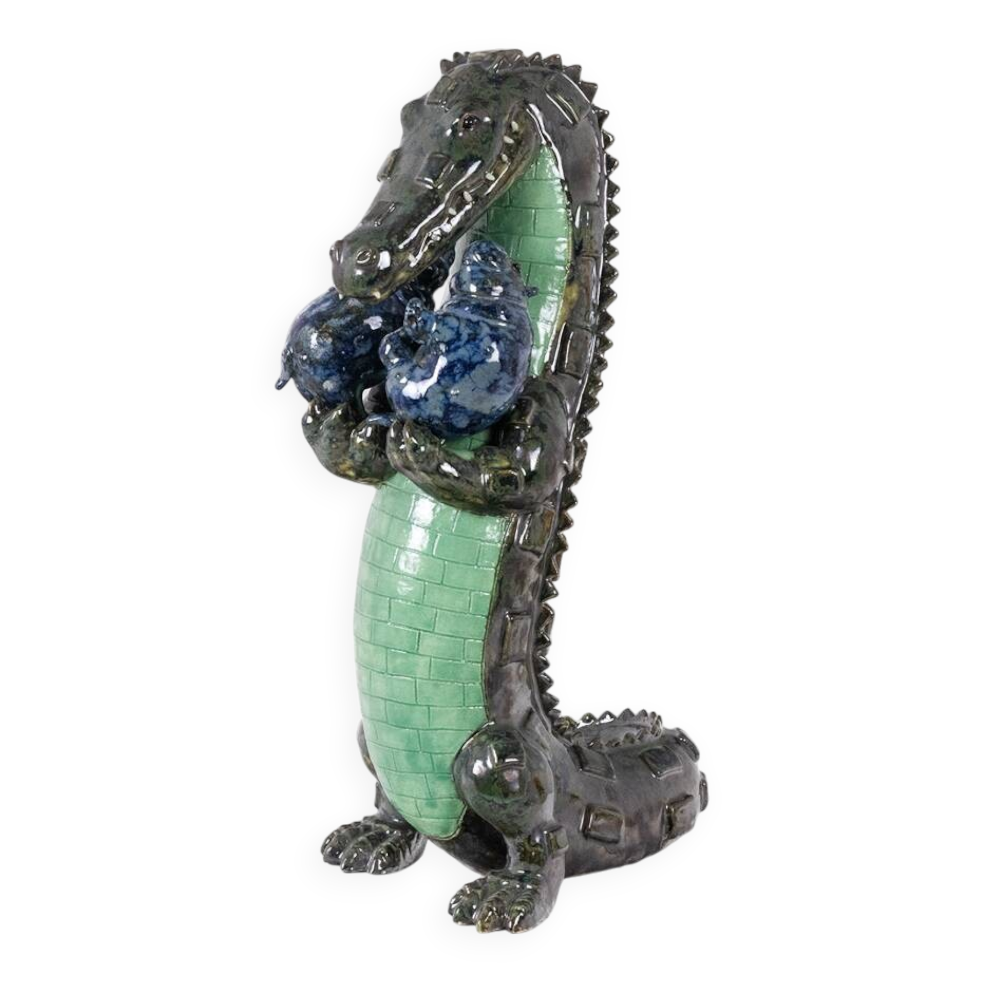 Valérie Courtet. Crocodile carrying hippos. Contemporary.