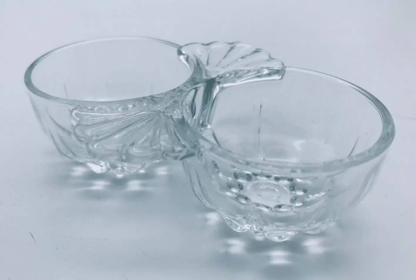 1960s Salt / Pepper Shaker Scallop Shell Molded Glass