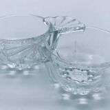 Salerons coquille Saint-Jacques en verre moulé, années 1960