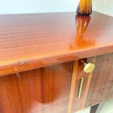 Vintage wood and brass bedside table, 1950s