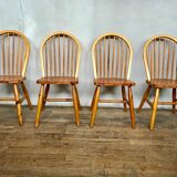 Series of 4 chairs in pine 1970