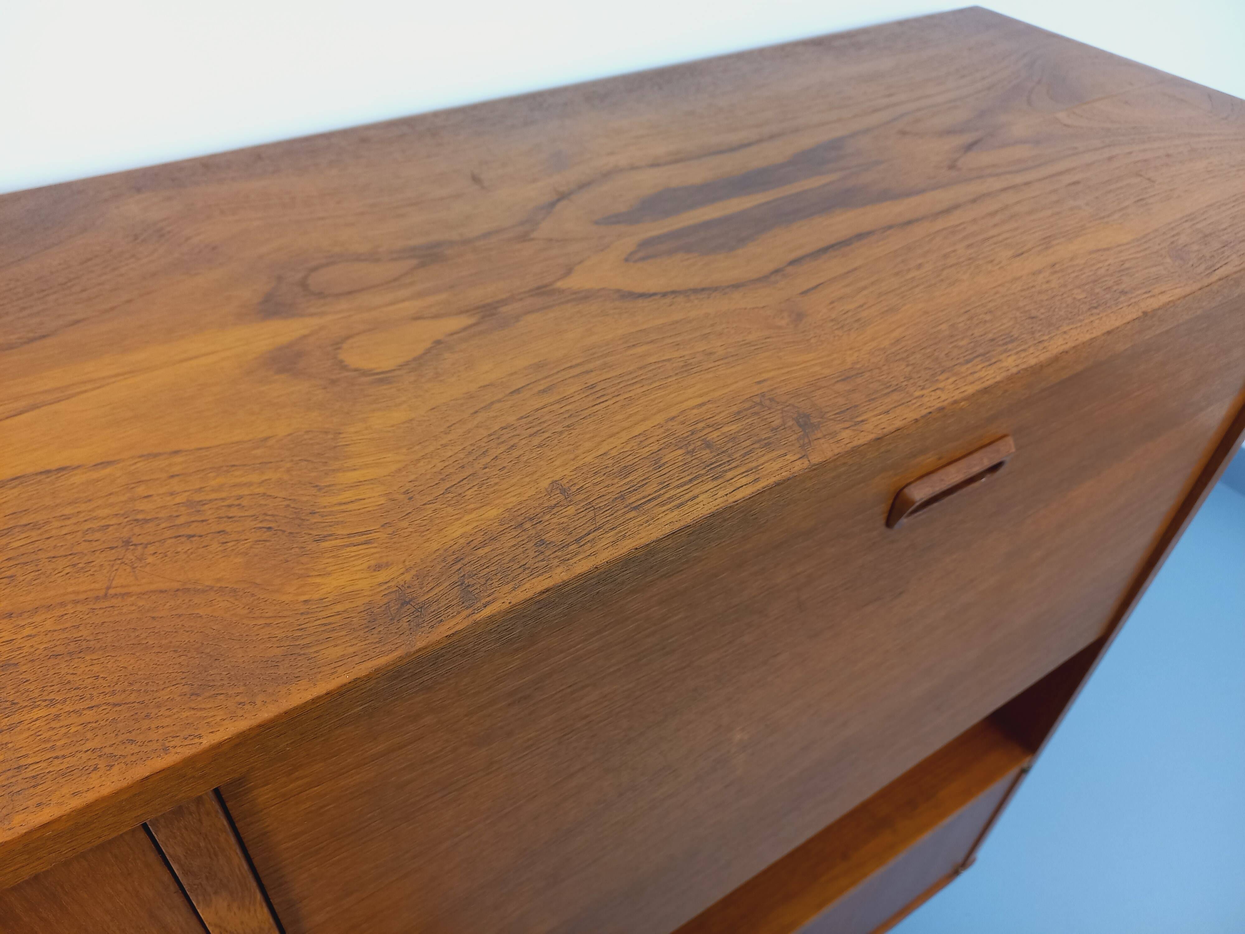 Vintage Scandinavian style secretary bookshelf storage furniture.