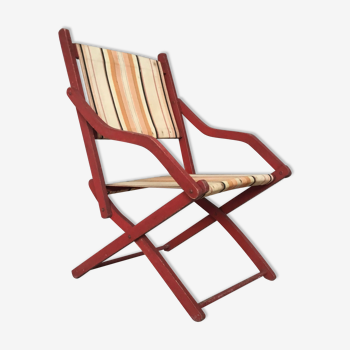 Folding beach chair type vintage deckchair - 1960