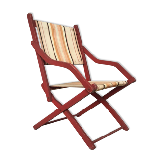 Folding beach chair type vintage deckchair - 1960