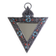 Triangular mirror in silver metal and pearls, 80s