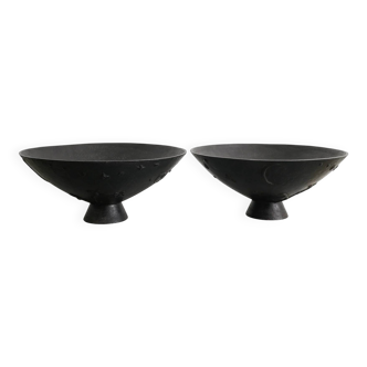 Pair of Black "Mikrokosmos" Cast Iron Urns by Olof Hult, 1920s