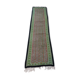 Moroccan hallway kilim carpet, handmade green Berber wool carpet  60x200cm