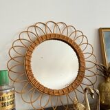 Old vintage rattan mirror