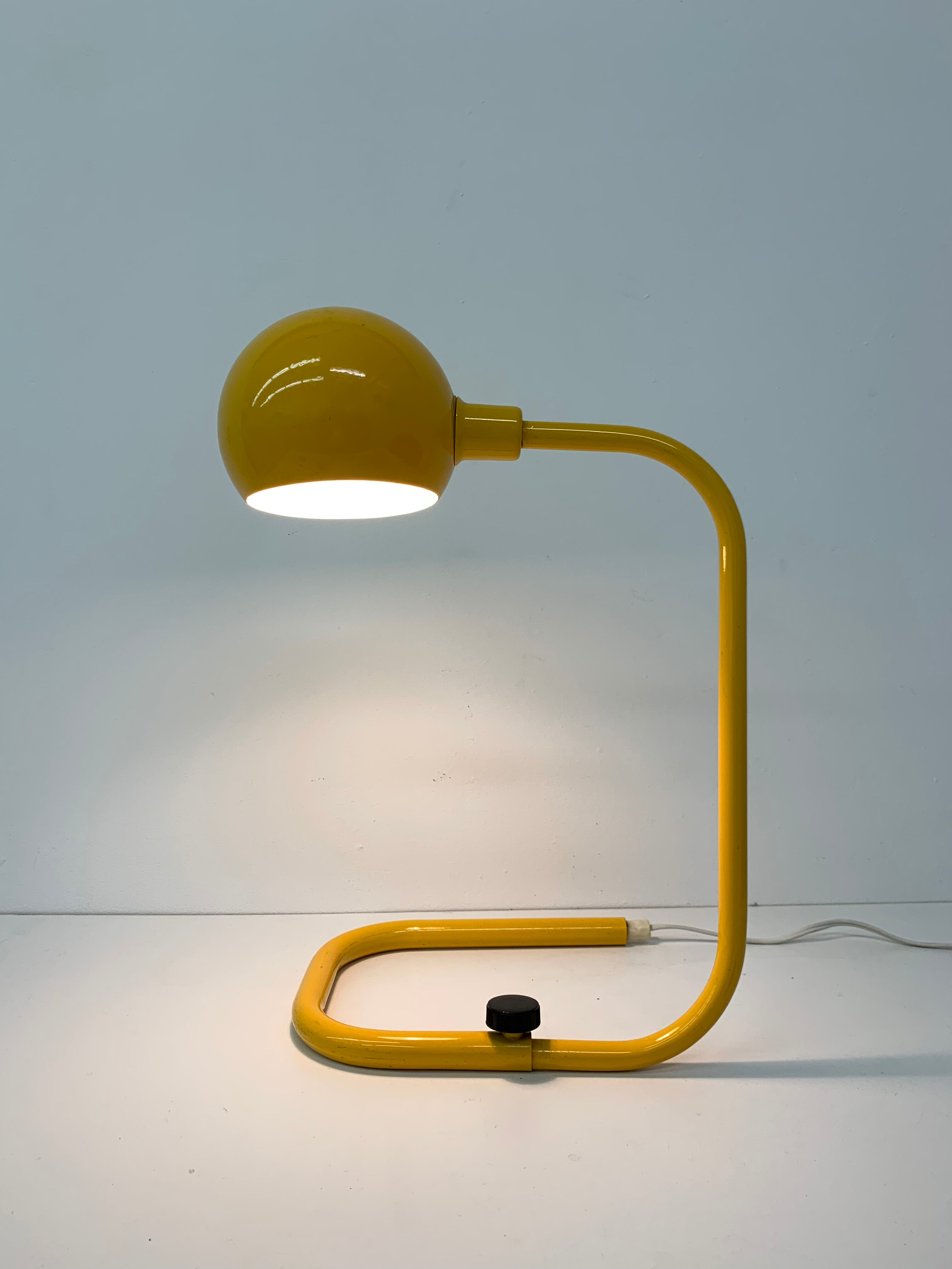 Mid-century design yellow tubular table lamp, 1970’s